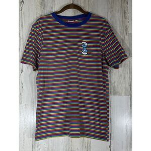 Smurfs Striped T Shirt Rainbow Tee Blue Smurf Cartoon Character Size Small